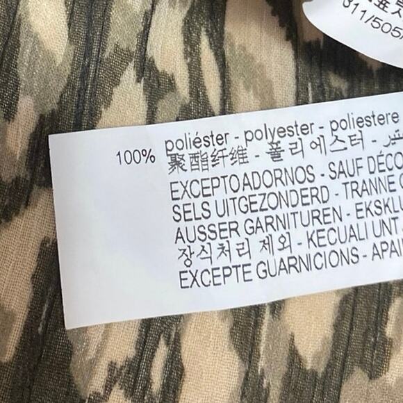 Zara Multicolor Animal Print Button Down Long Sleeve Chiffon Sheer Blouse Top L - Picture 4 of 4